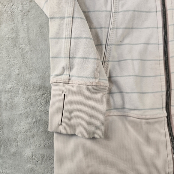 Lululemon Womens Sz 4 Stride Jacket Full Zip Sweater Thumbholes Pink Stripe - Picture 5 of 10